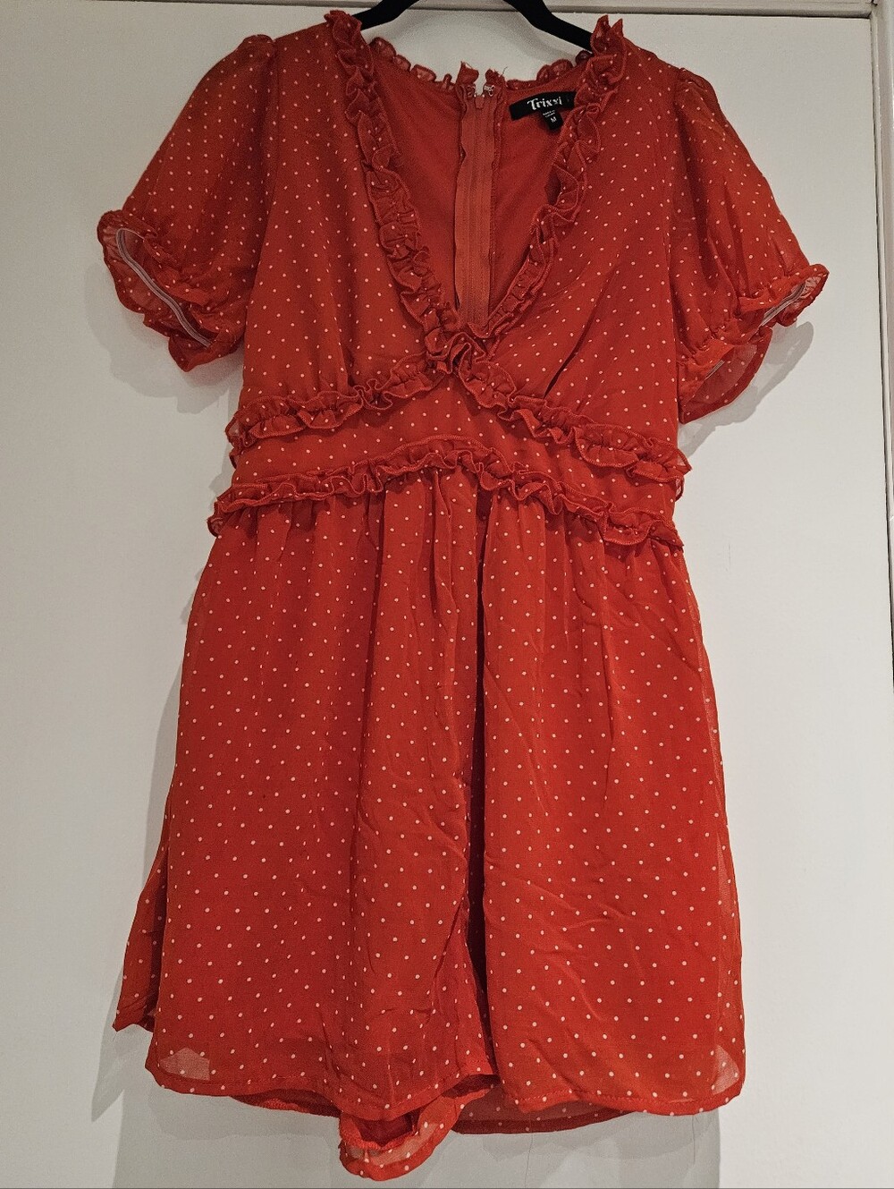 Trixxi Red Polka Dot Ruffle Romper Size Medium NWOT